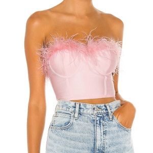 REVOLVE pink feather bustier top